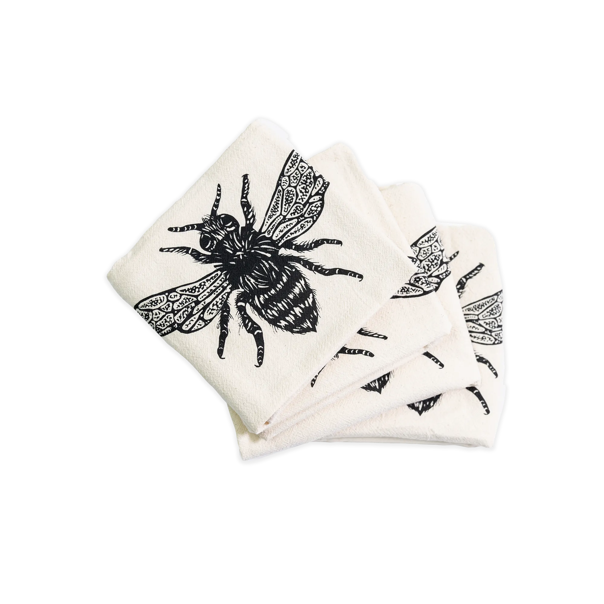 Organic Cotton Honeybee Napkin Set in White color
