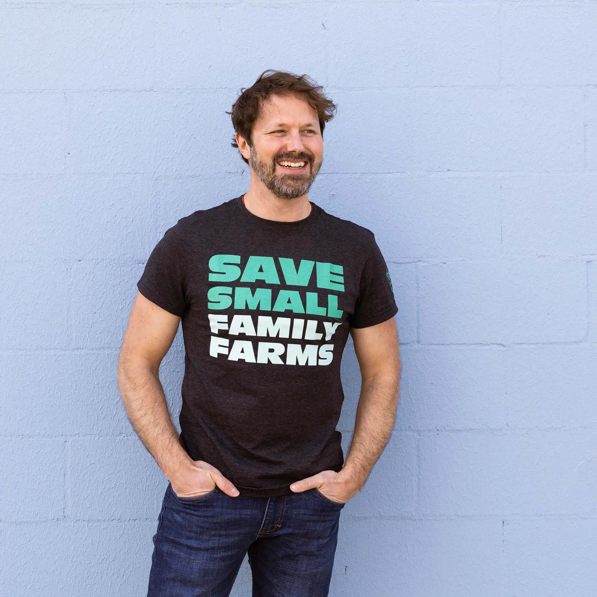Save Small Family Farms Tee in Carbon color