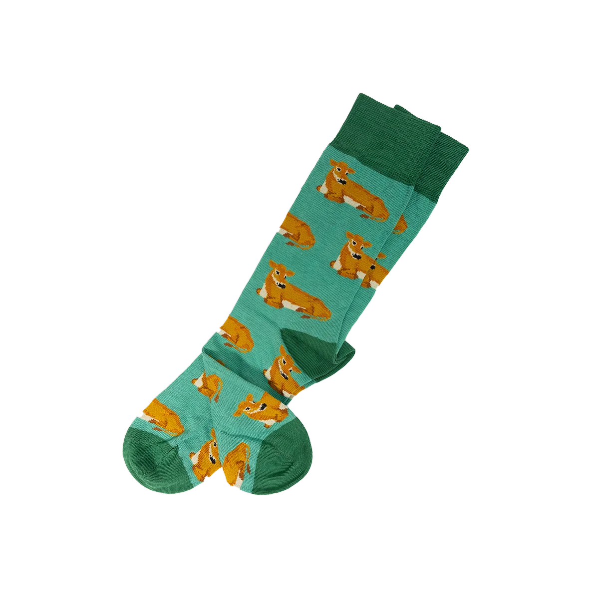 Jersey Cow Socks in Grass color