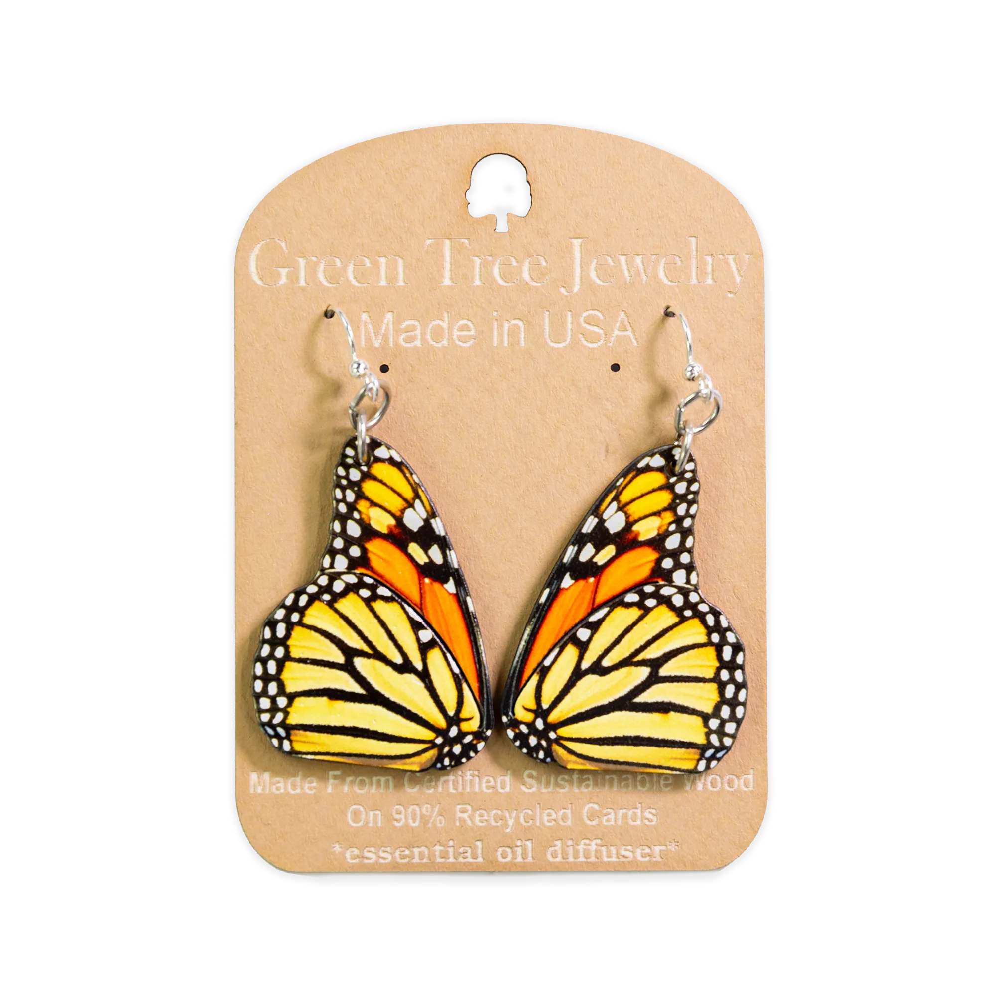 Monarch Butterfly Earrings in Orange color