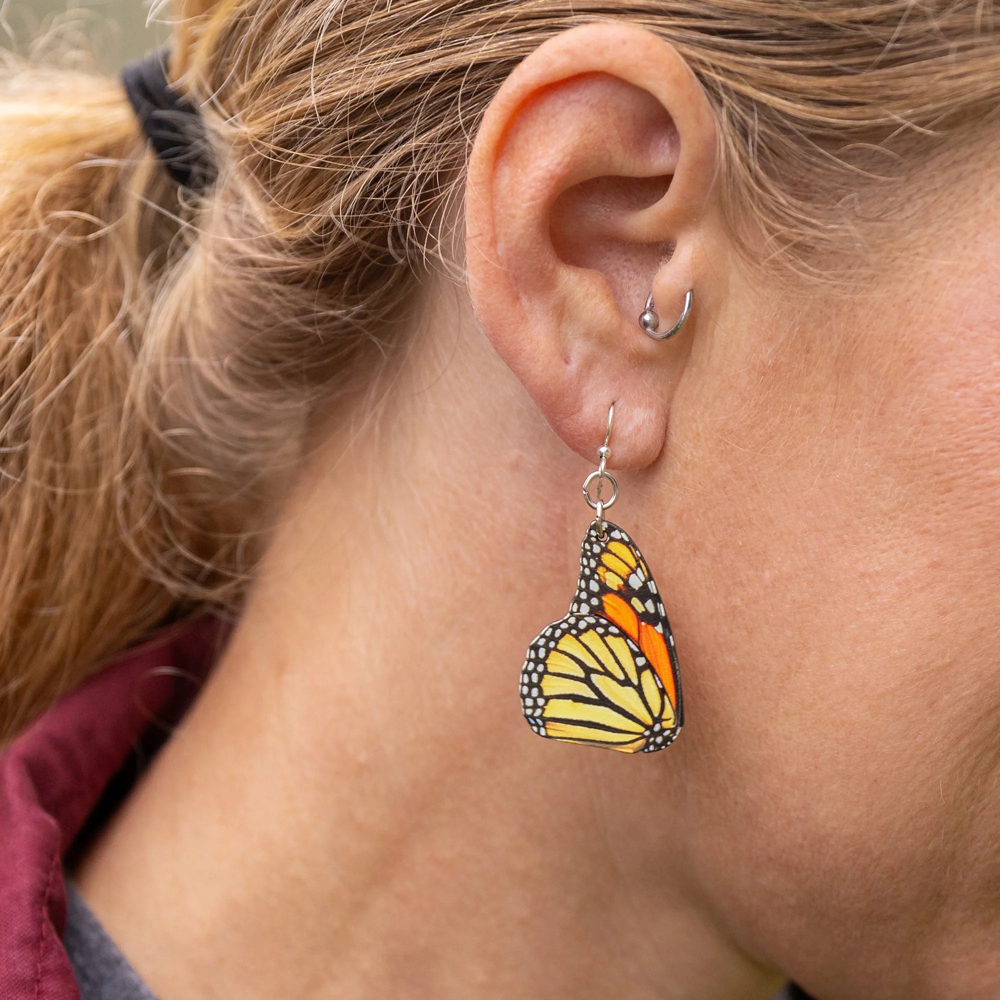 Monarch Butterfly Earrings in Orange color