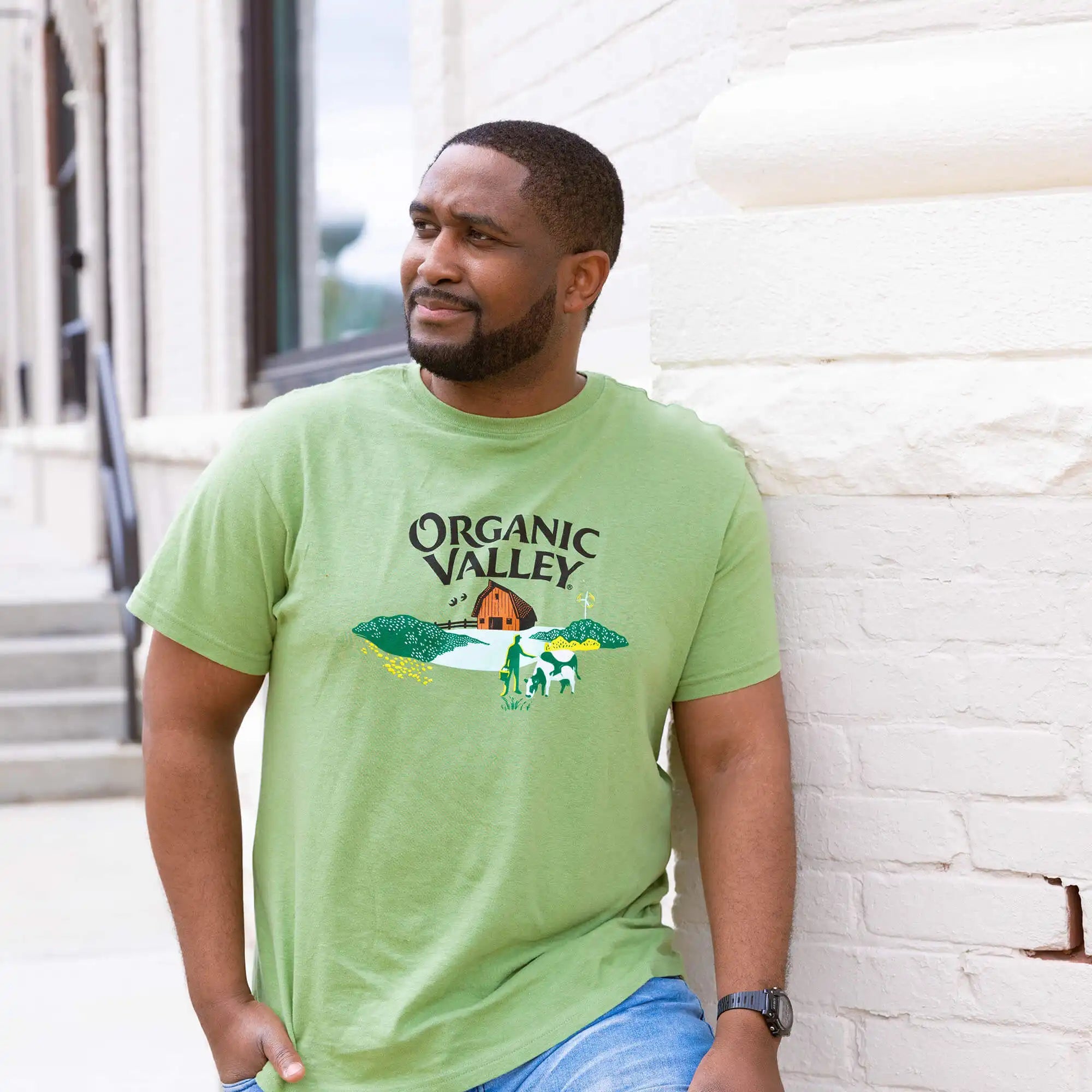 Organic Valley Logo Tee in Sage color